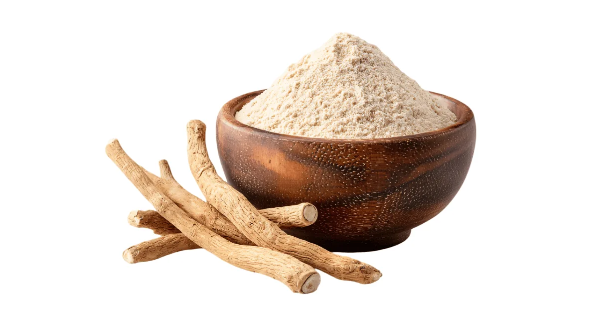 Ashwagandha root and powder with scientific research elements