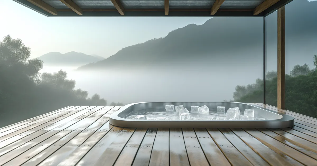 Cold plunge tub setup in a backyard