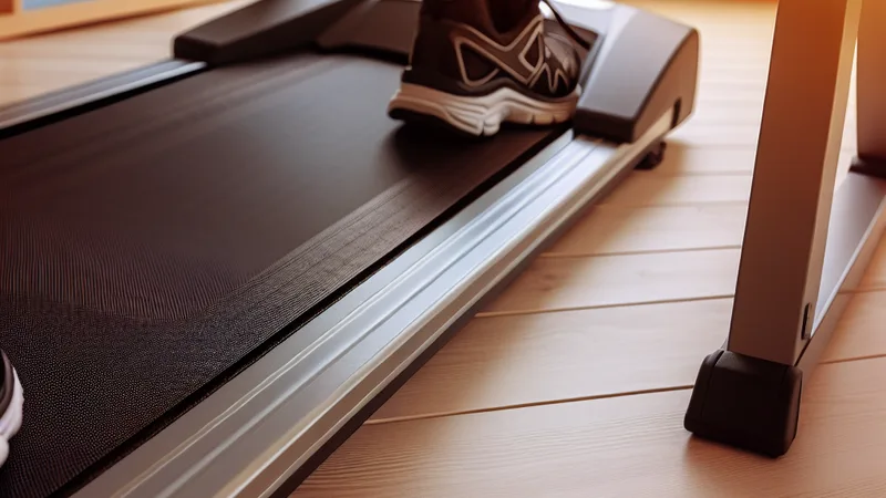 Detailed walking pad setup with standing desk and floor mat